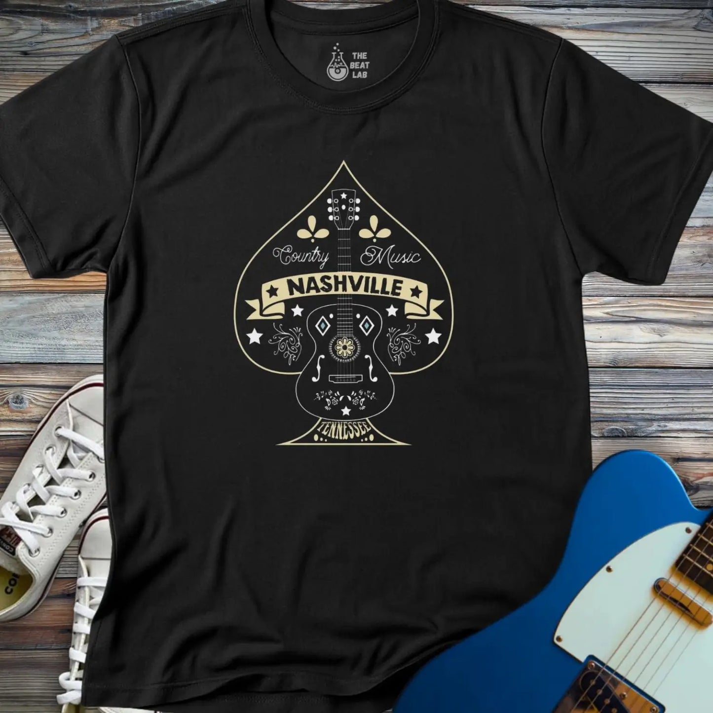 Nashville Music City (V) T-shirt - Black / S - T-Shirt
