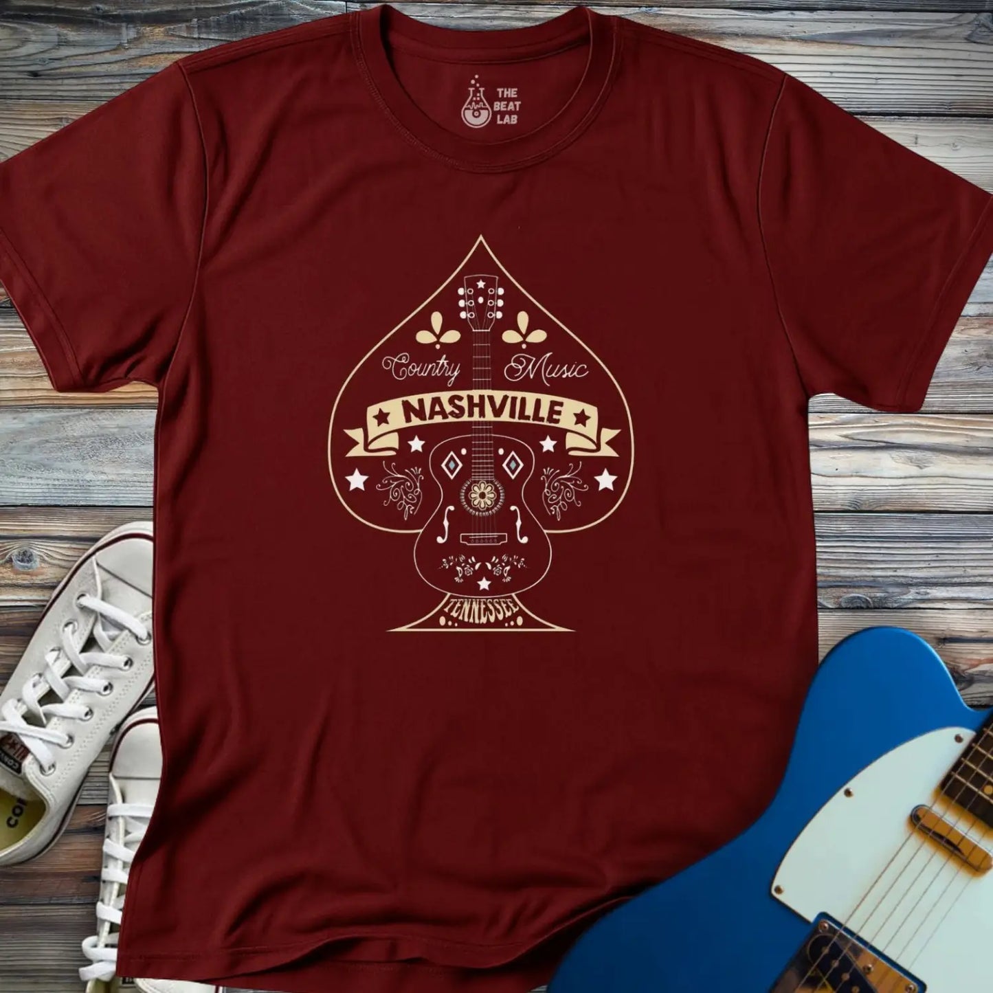 Nashville Music City (V) T-shirt - Maroon / S - T-Shirt