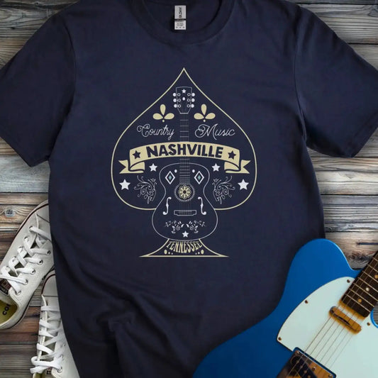Nashville Music City (V) T-shirt Navy