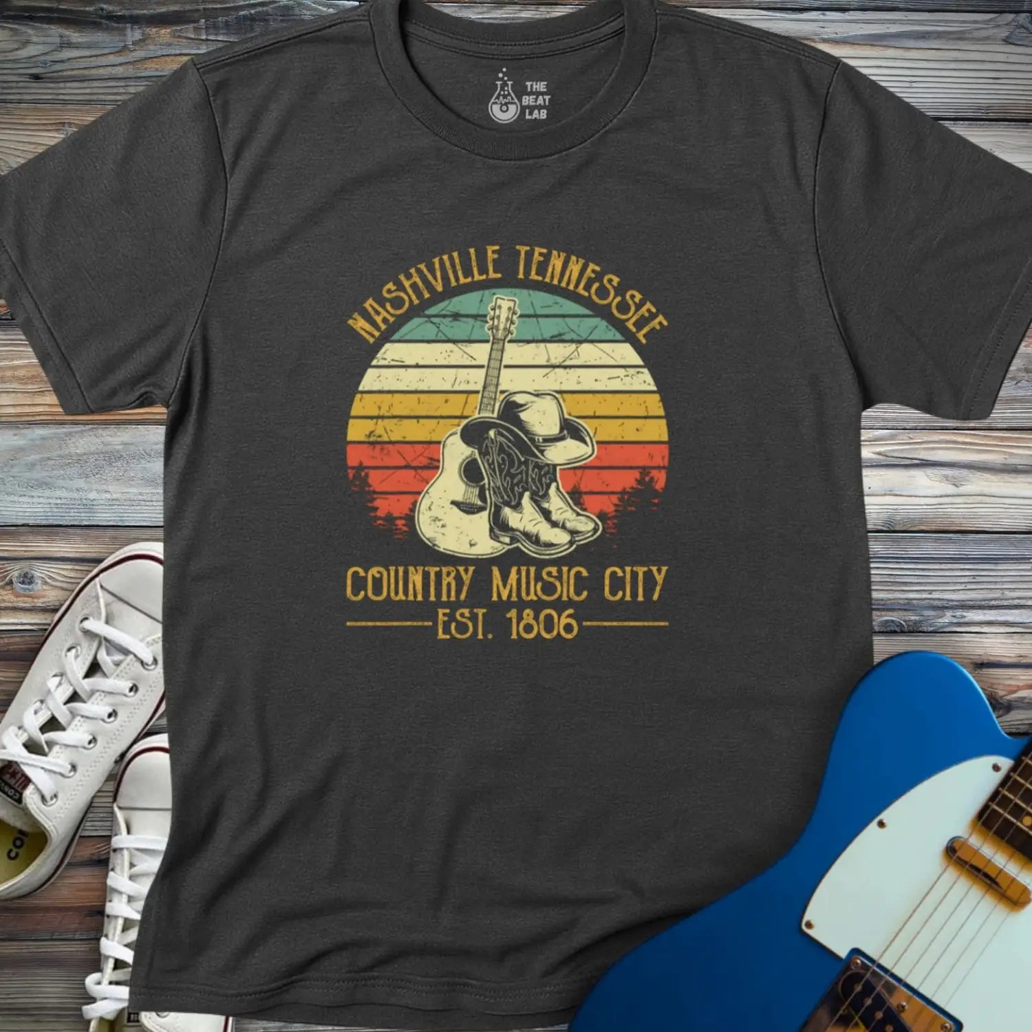 Nashville Music City (VI) T-shirt - Dark Heather Grey / S - T-Shirt