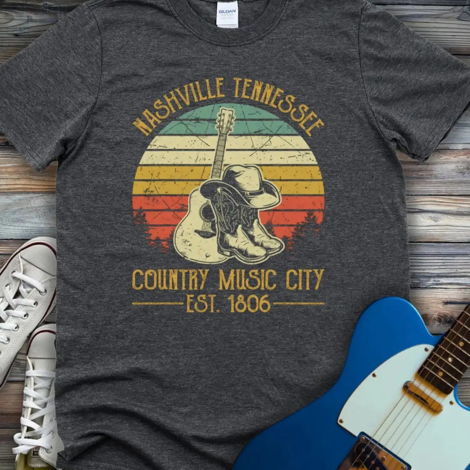 Nashville Music City (VI) T-shirt Dark Heather Grey