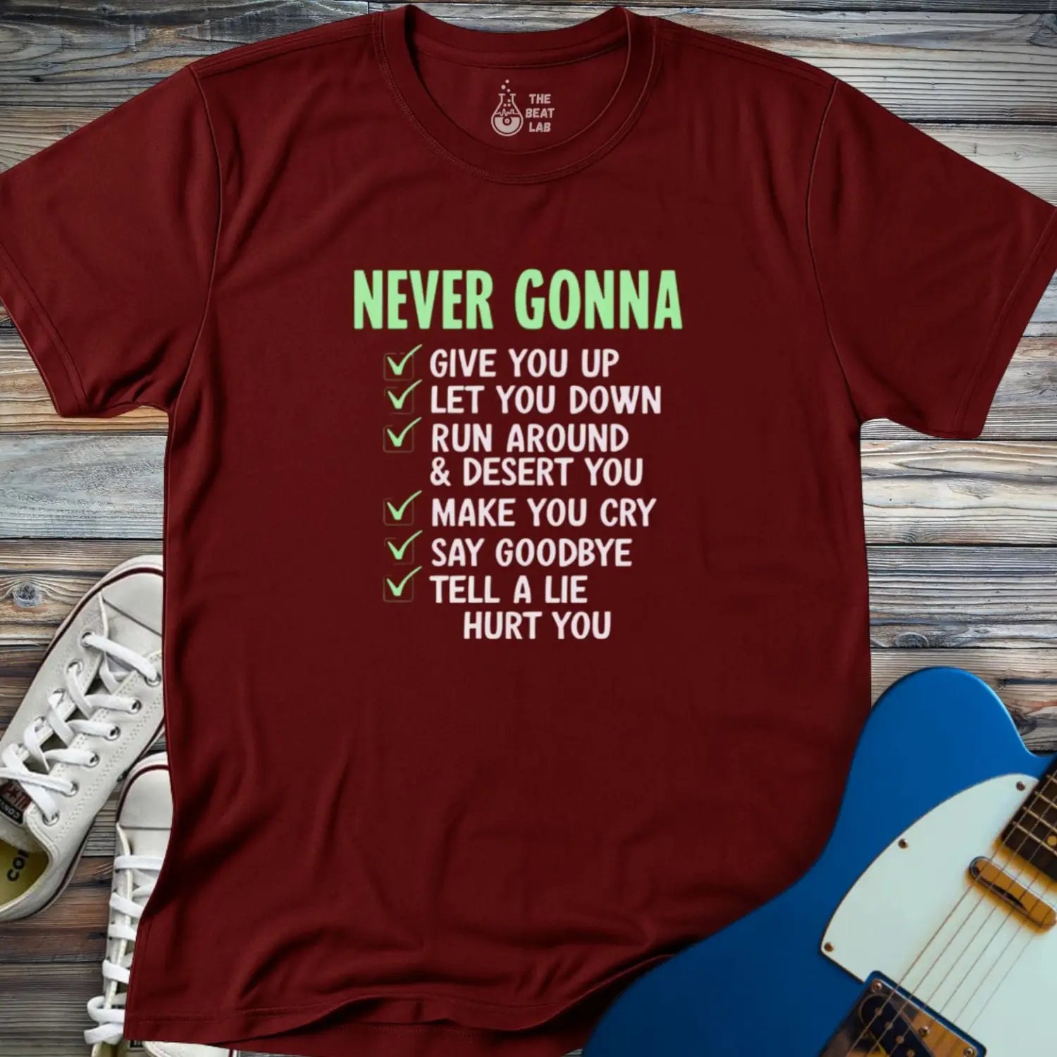 Never Gonna (II) T-shirt - Maroon / S - T-Shirt