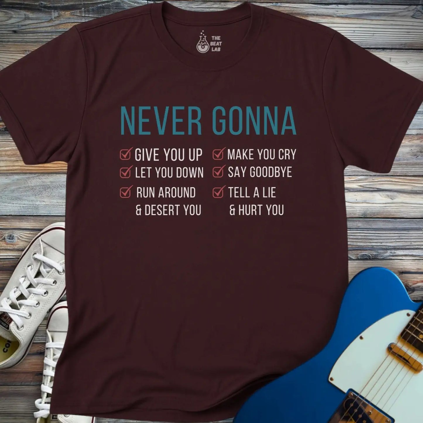Never Gonna T-shirt - Dark Chocolate / S - T-Shirt