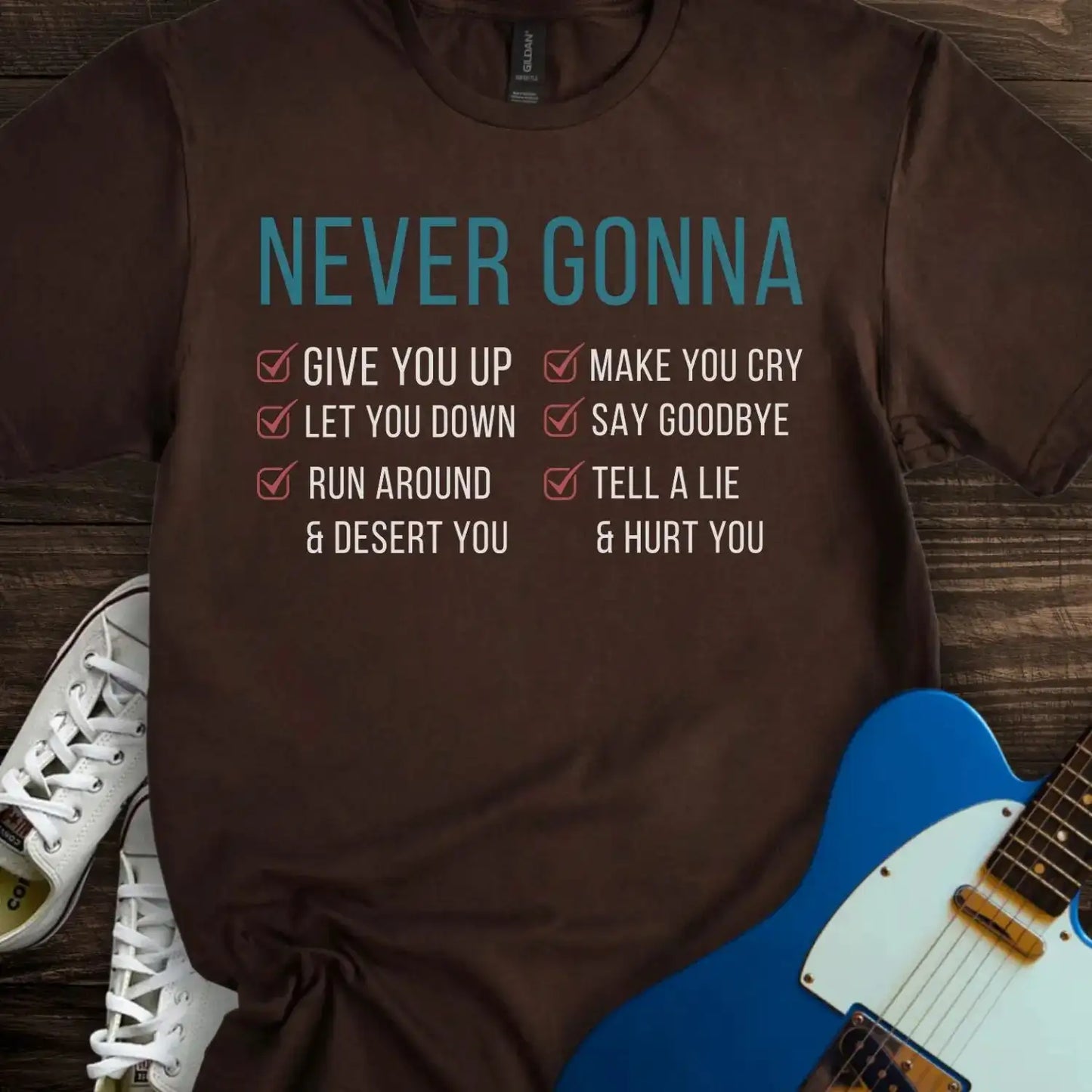 Never Gonna T-shirt Dark Chocolate