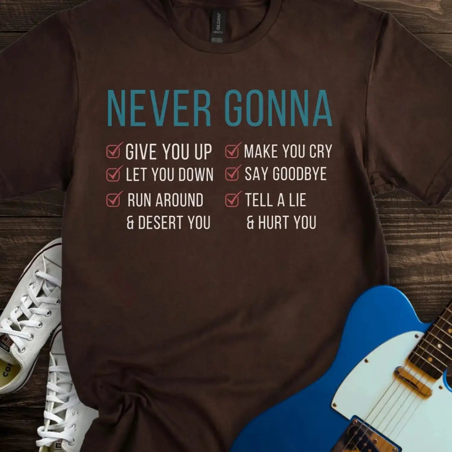 Never Gonna T-shirt Dark Chocolate