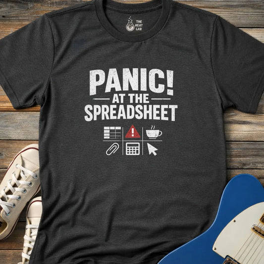 Panic at the Spreadsheet T-shirt - Dark Heather Grey / S - T-Shirt