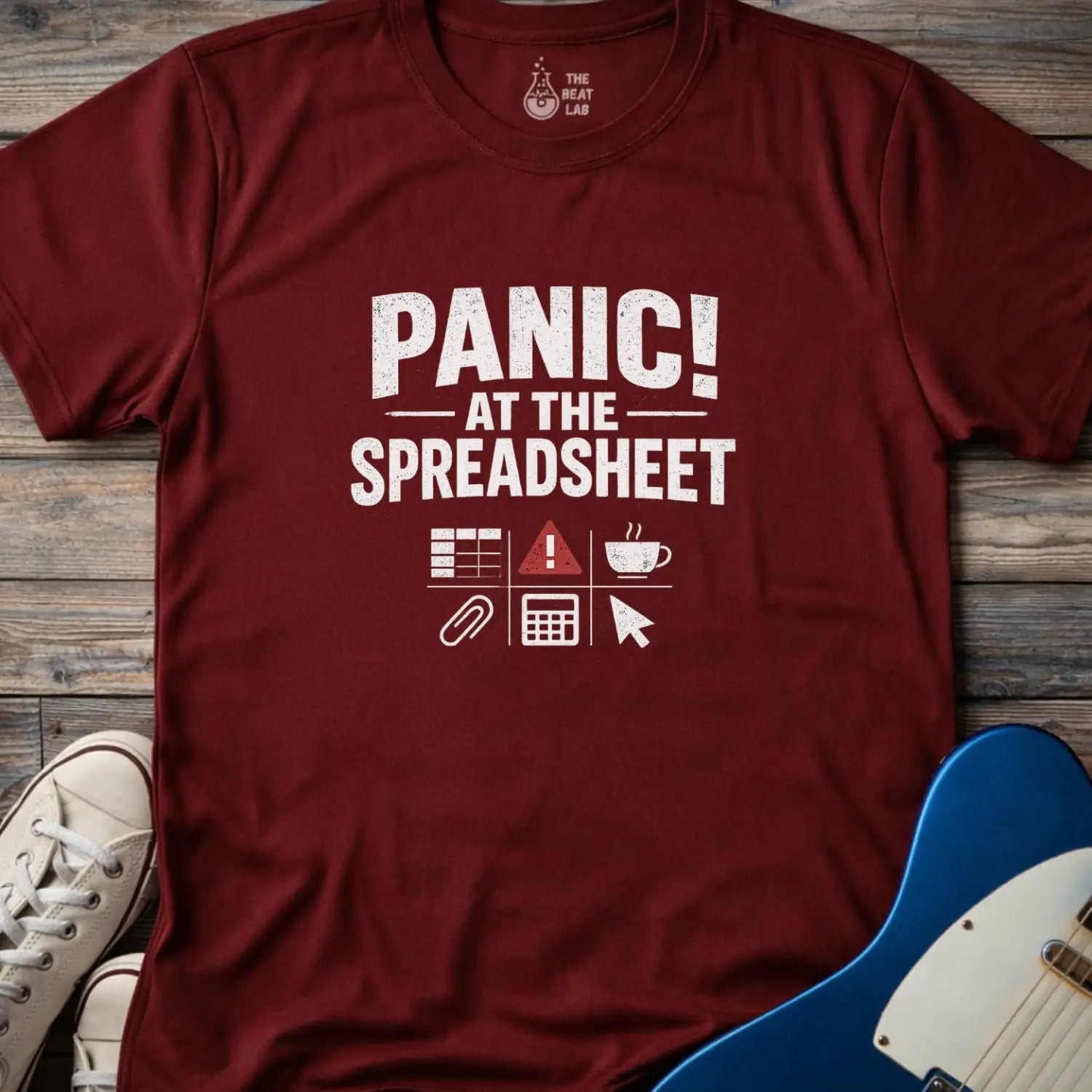 Panic at the Spreadsheet T-shirt - Maroon / S - T-Shirt