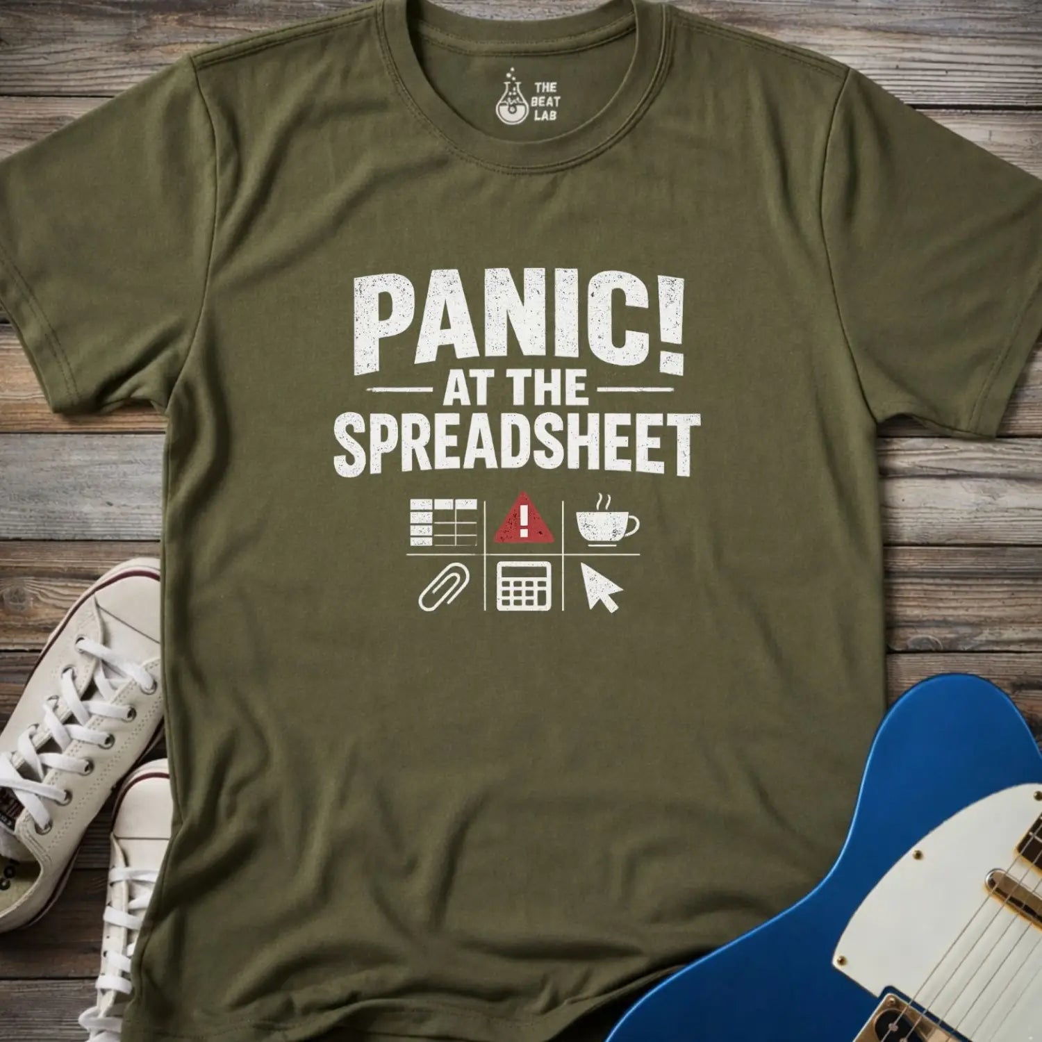 Panic at the Spreadsheet T-shirt - Military Green / S - T-Shirt