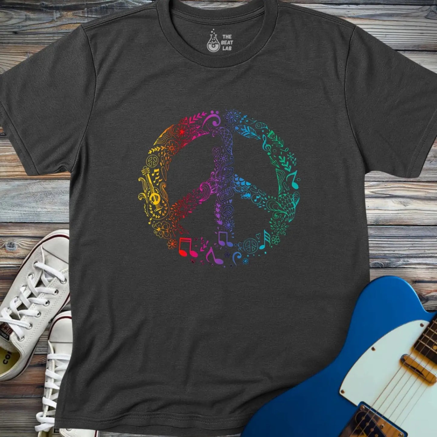 Peaceful Melodies T-shirt - Dark Heather Grey / S - T-Shirt