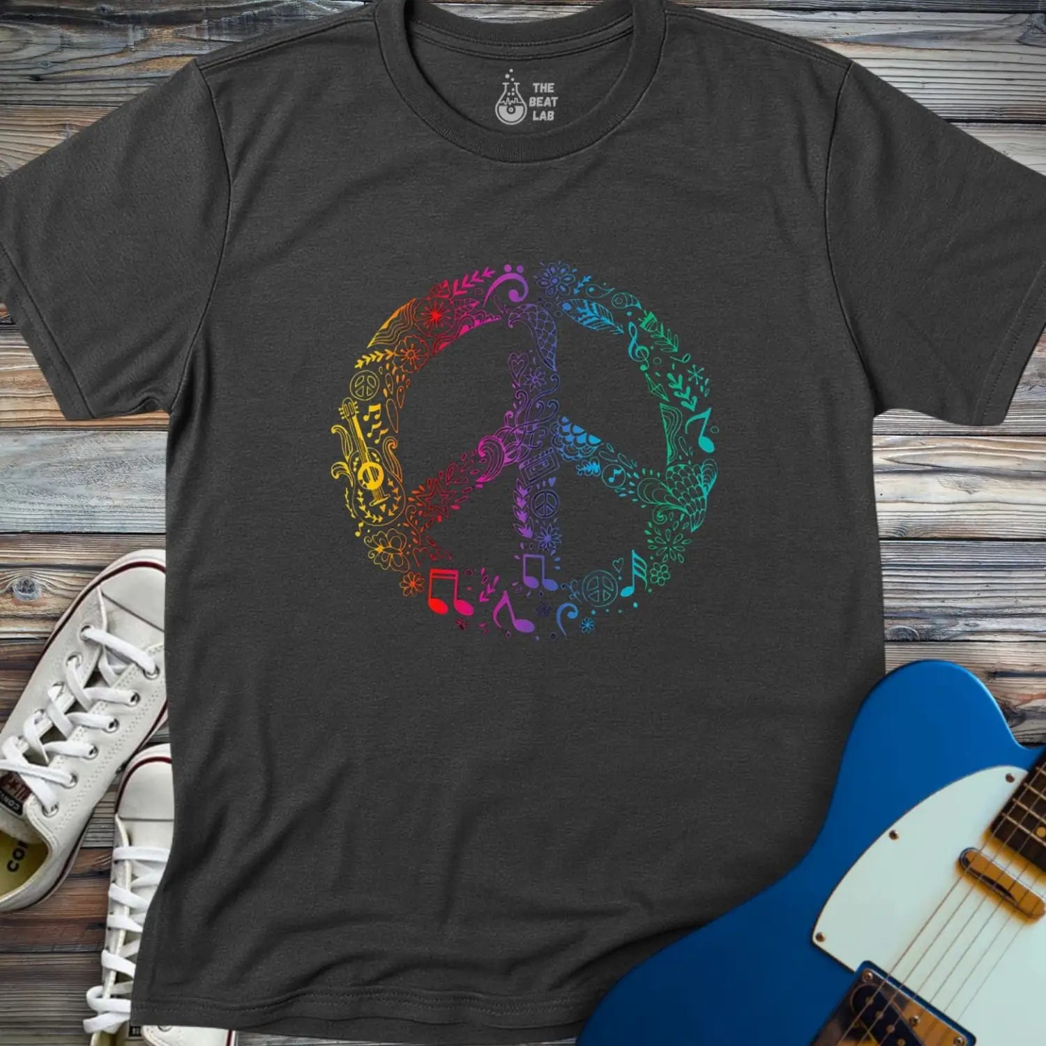 Peaceful Melodies T-shirt - Dark Heather Grey / S - T-Shirt