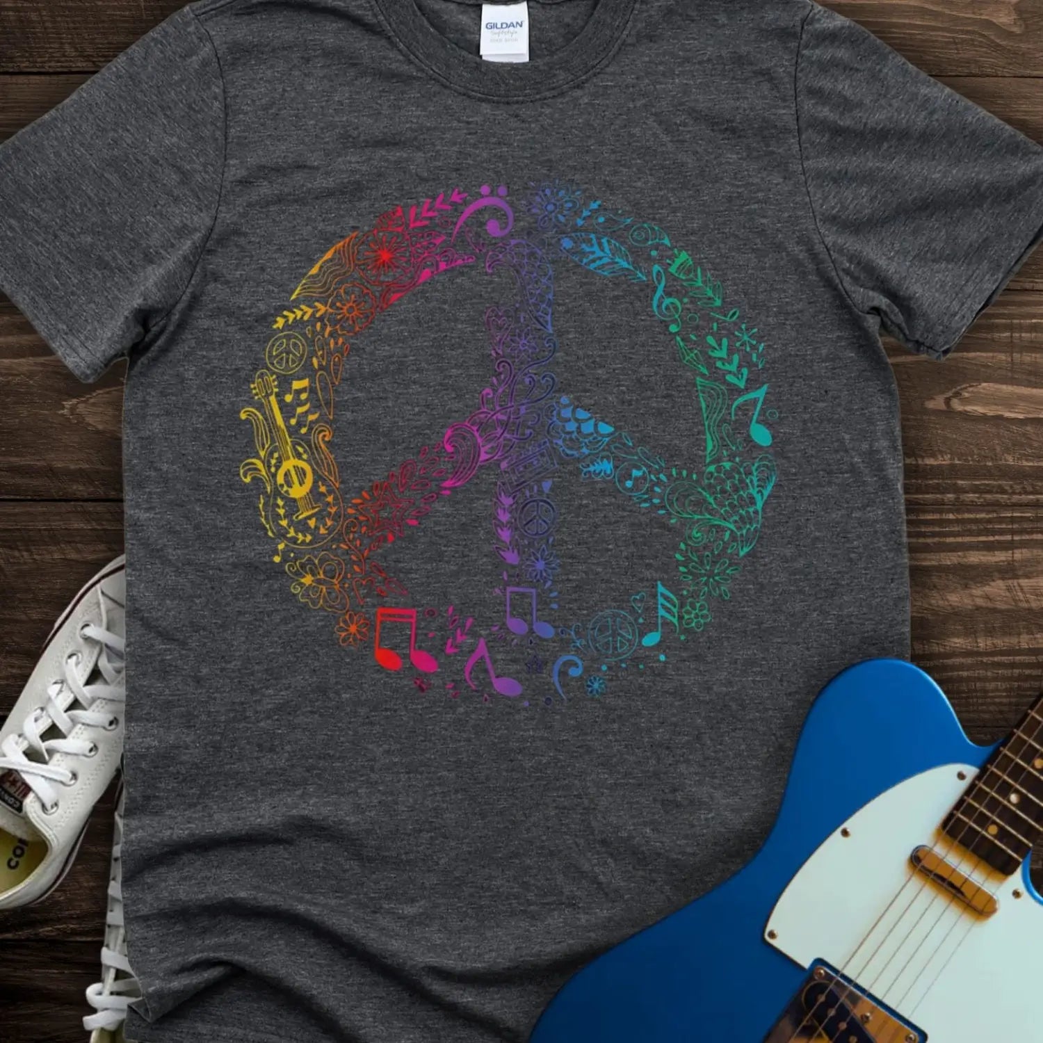 Peaceful Melodies T-shirt Dark Heather Grey