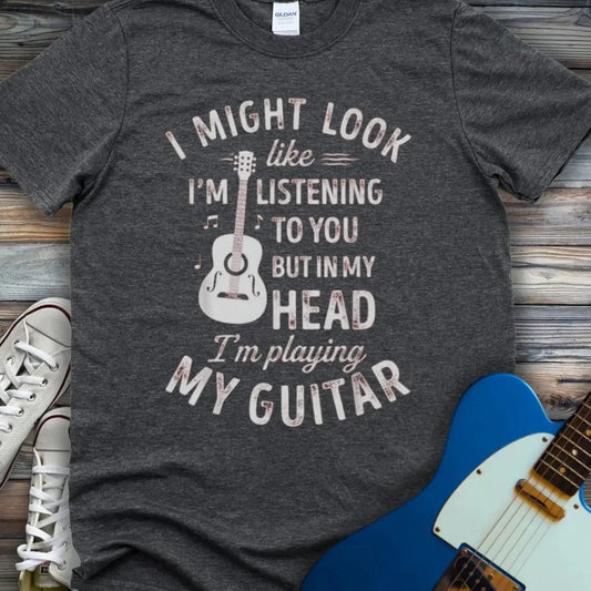 Playing Guitar T-shirt Dark Heather Grey