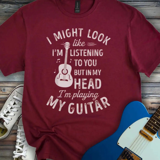 Playing Guitar T-shirt Maroon