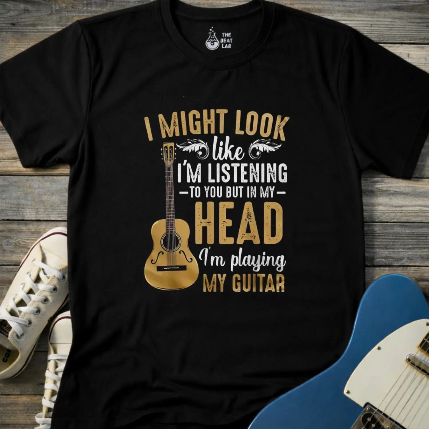 Playing Guitar in My Head T-shirt - Black / S - T-Shirt