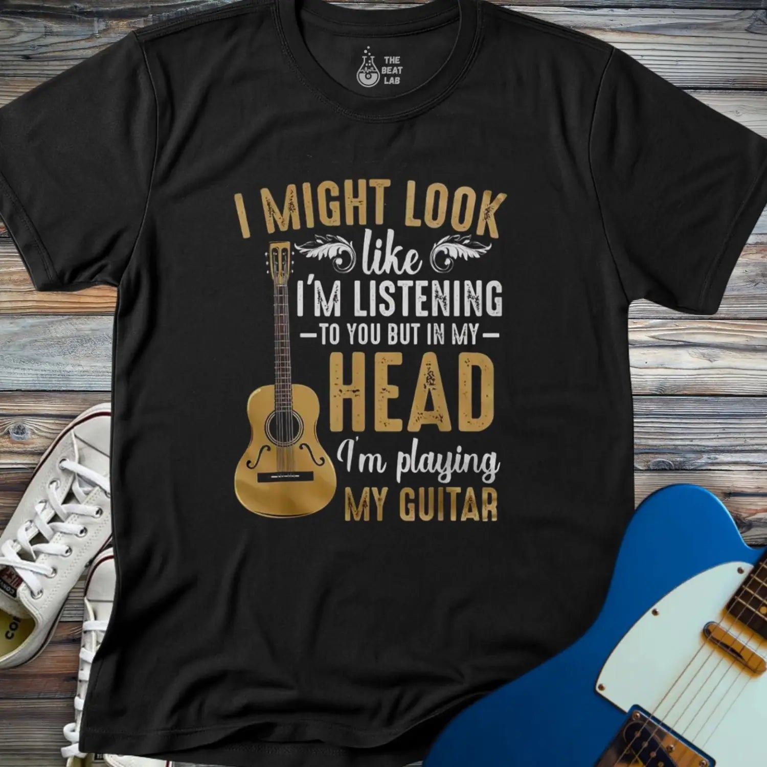 Playing Guitar in My Head T-shirt - Black / S - T-Shirt