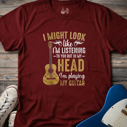 Playing Guitar in My Head T-shirt - Maroon / S - T-Shirt