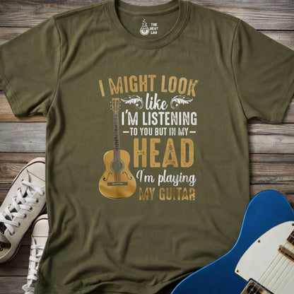 Playing Guitar in My Head T-shirt - Military Green / S - T-Shirt
