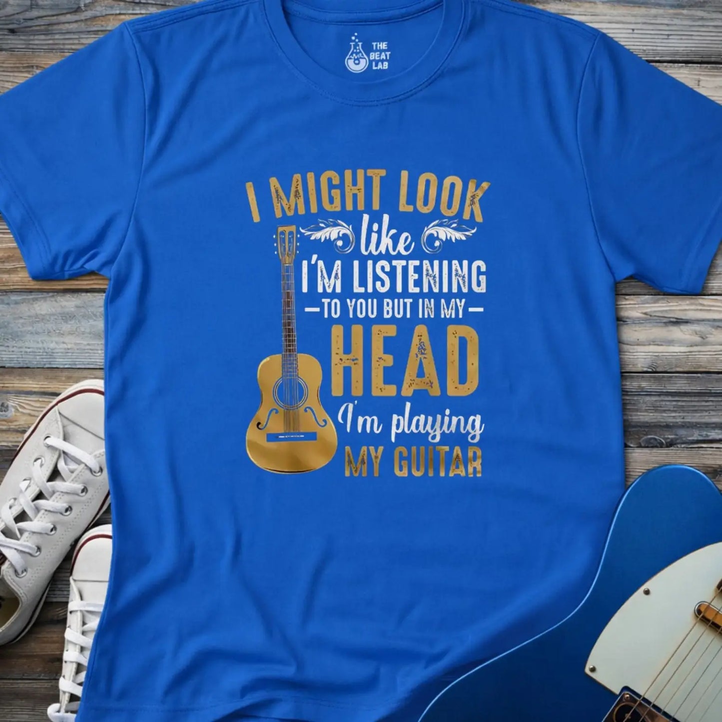 Playing Guitar in My Head T-shirt - Royal / S - T-Shirt