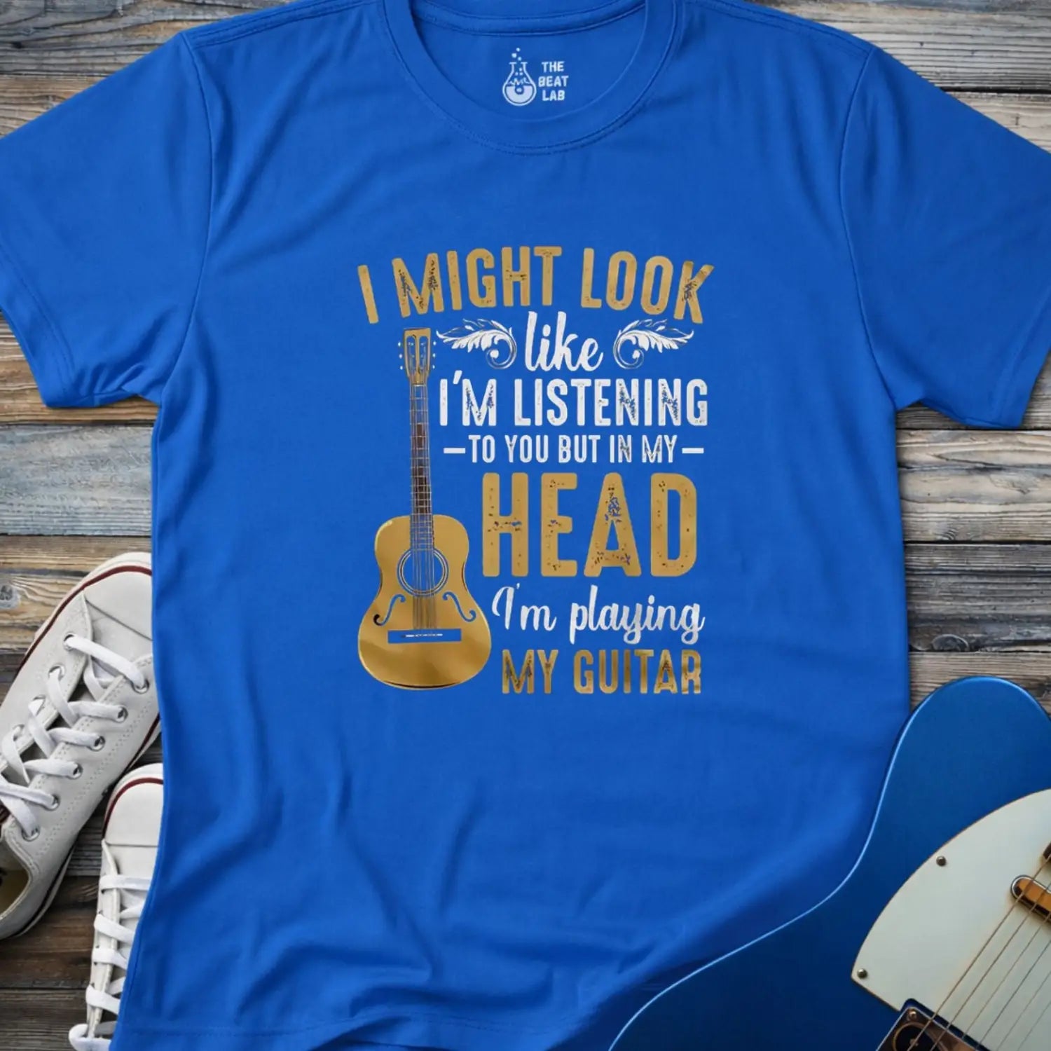 Playing Guitar in My Head T-shirt - Royal / S - T-Shirt