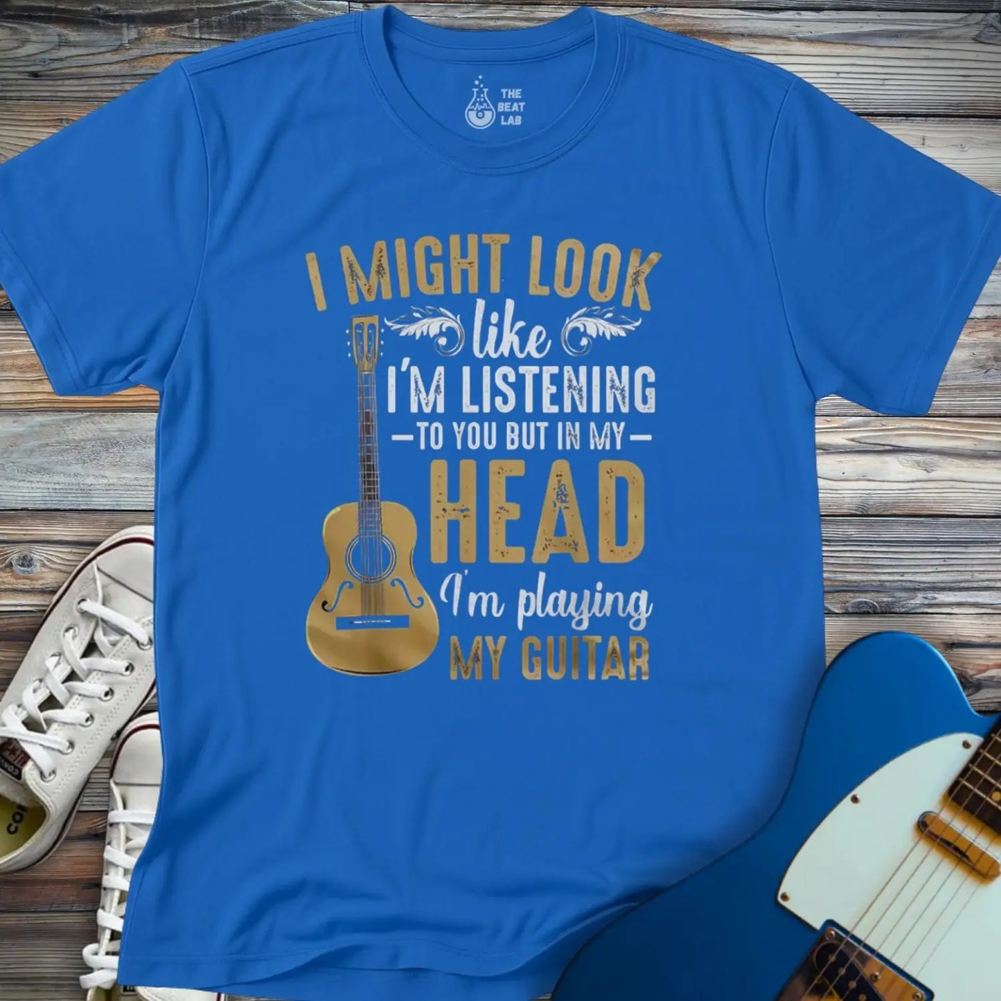 Playing Guitar in My Head T-shirt - Royal / S - T-Shirt