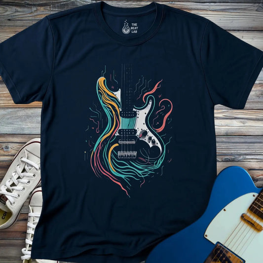 Psychedelic Electric Guitar T-shirt - Navy / S - T-Shirt
