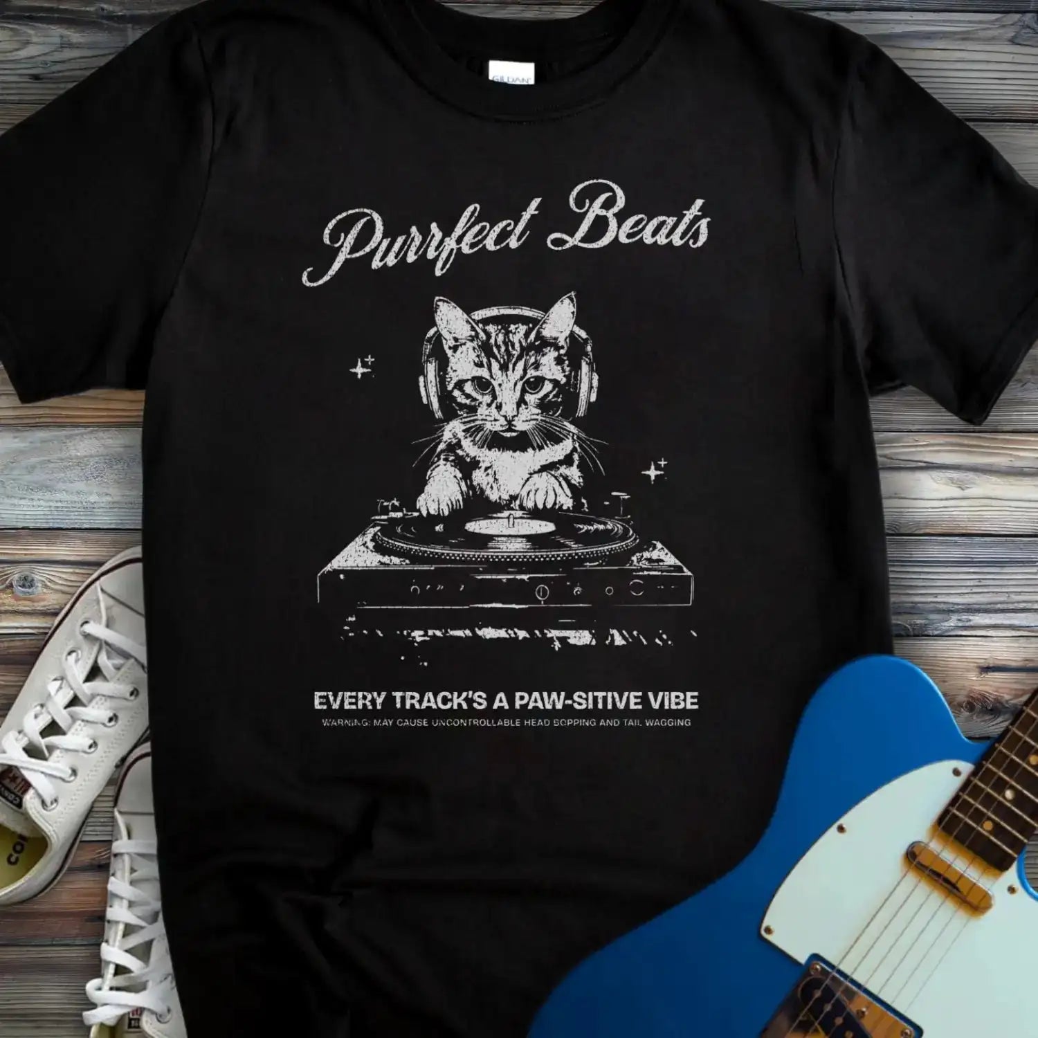 Purrfect Beats T-shirt Black