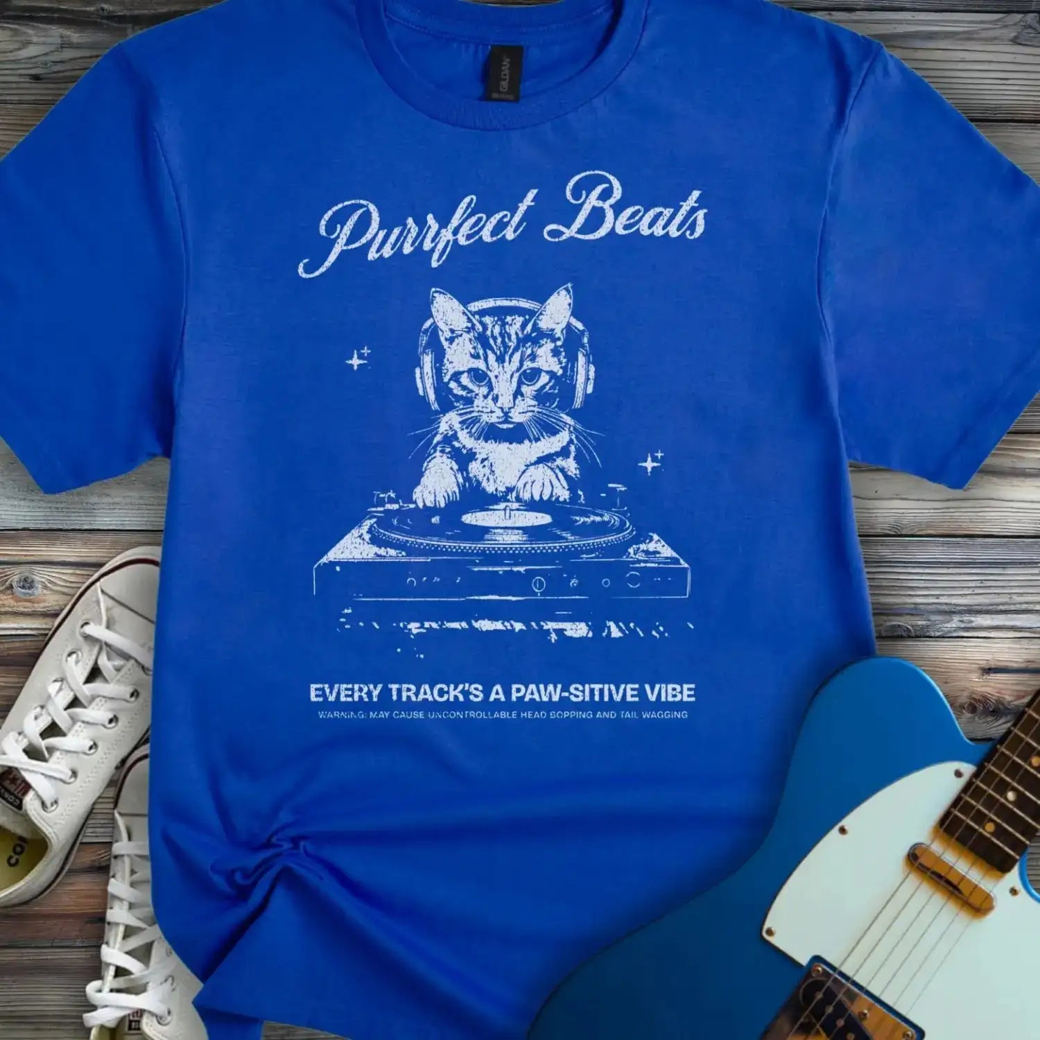 Purrfect Beats T-shirt Royal