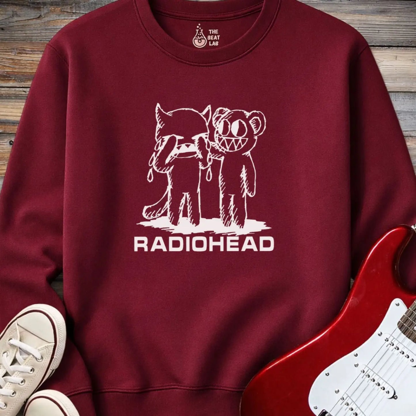 Radiohead Artwork Crewneck - Maroon / S - Sweatshirt