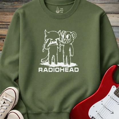 Radiohead Artwork Crewneck - Military Green / S - Sweatshirt