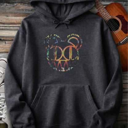 Dark heather grey color of men women pullover fleece Gildan SF500 hoodie featuring radiohead bear logo, vintage rock band music hoodie