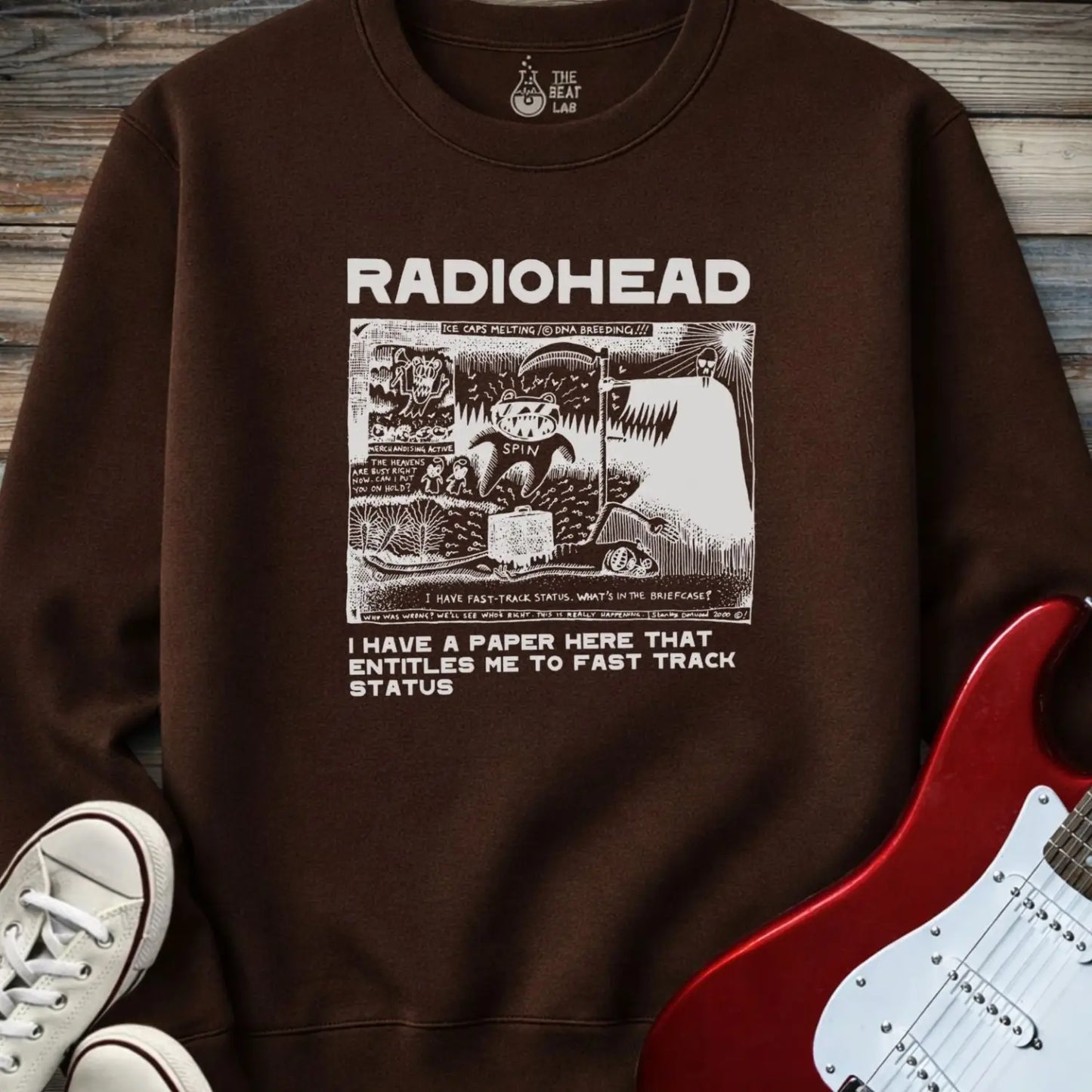 Radiohead Comic Art (I) Crewneck - Dark Chocolate / S - Sweatshirt