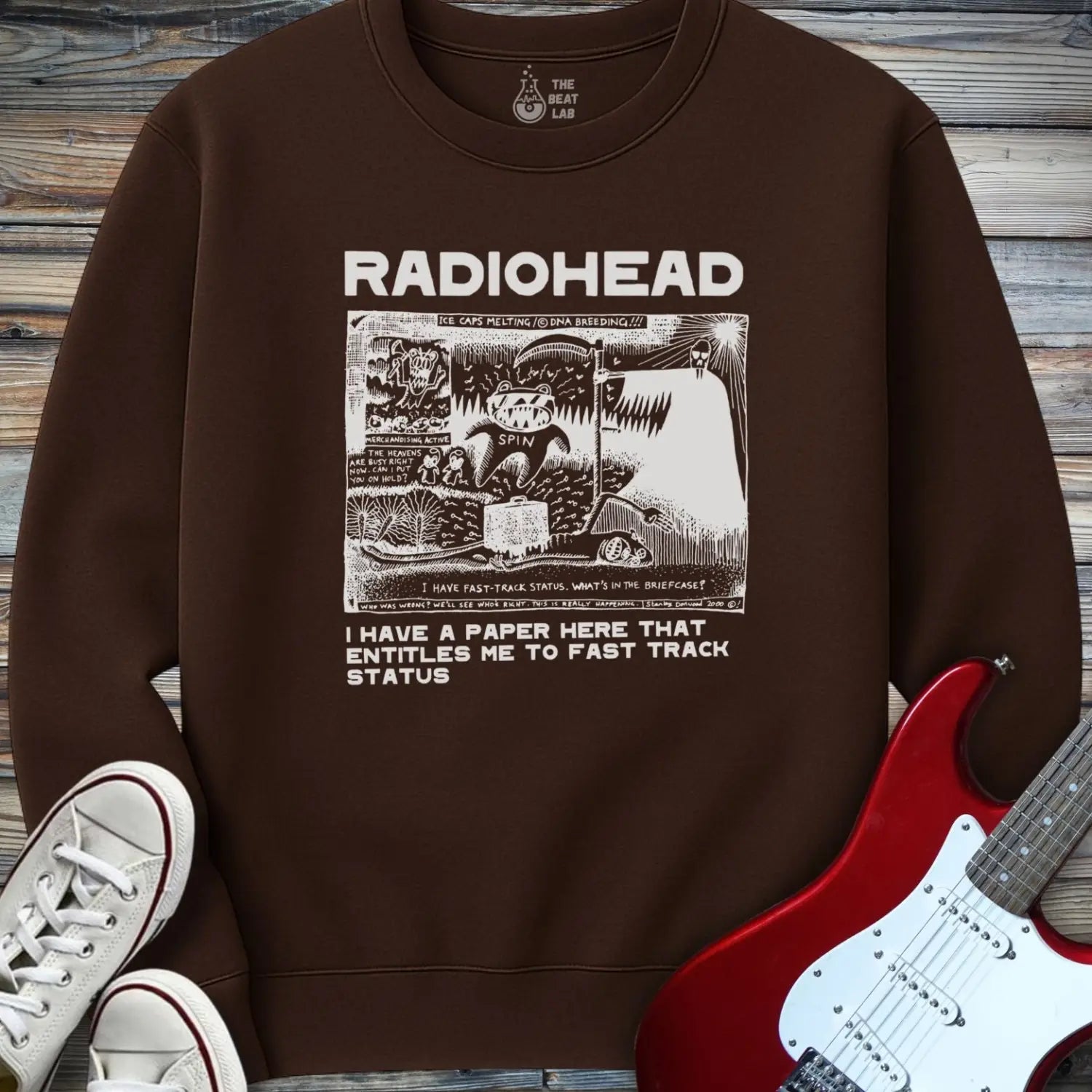 Radiohead Comic Art (I) Crewneck - Dark Chocolate / S - Sweatshirt