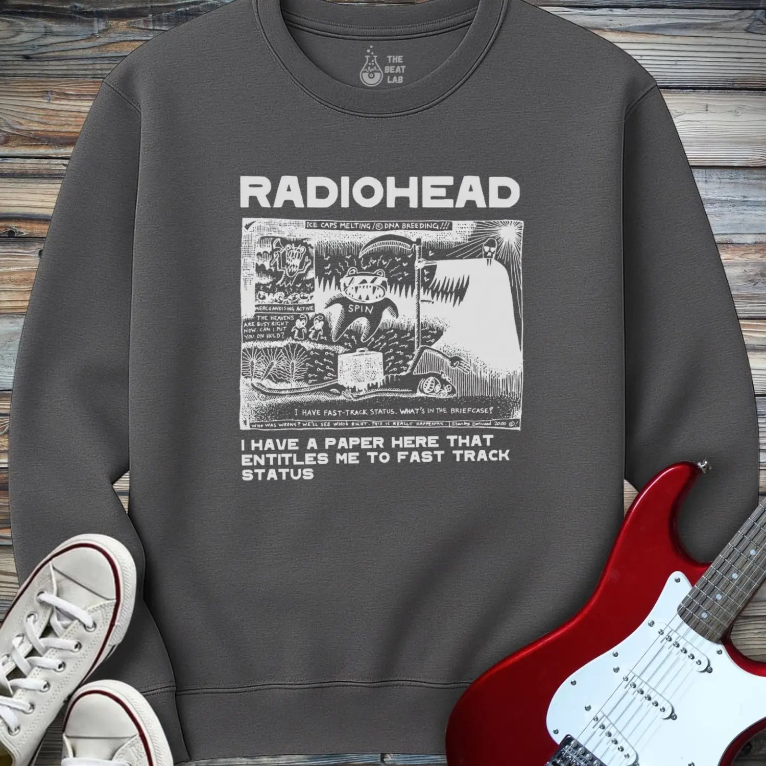 Radiohead Comic Art (I) Crewneck - Dark Heather / S - Sweatshirt