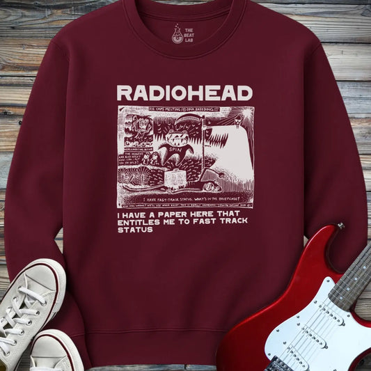 Radiohead Comic Art (I) Crewneck - Maroon / S - Sweatshirt