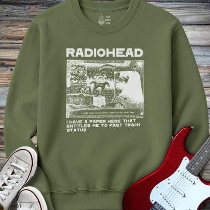 Radiohead Comic Art (I) Crewneck - Military Green / S - Sweatshirt