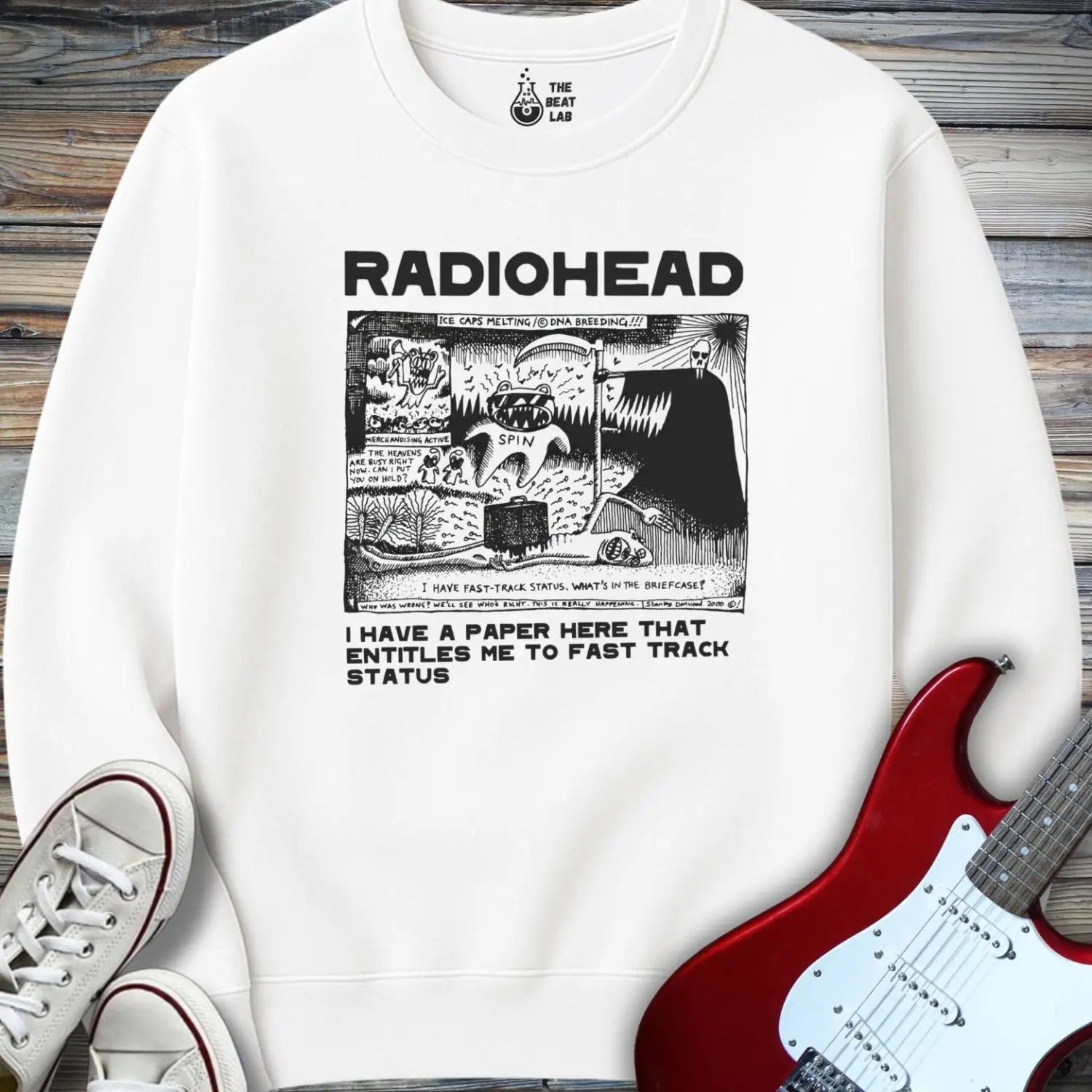 Radiohead Comic Art (I) Crewneck - White / S - Sweatshirt