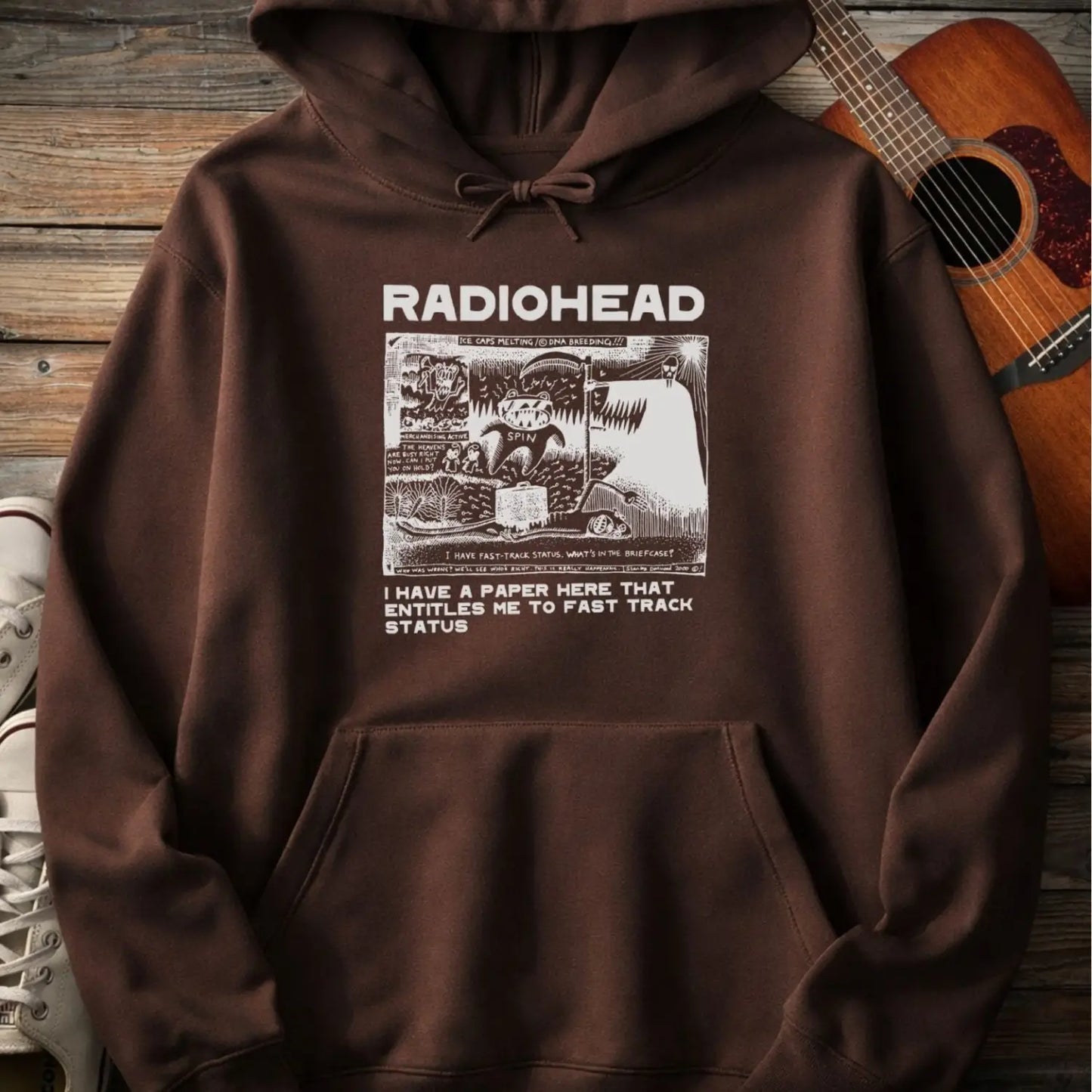 Radiohead Comic Art (I) Hoodie - Cocoa / S - Hoodie