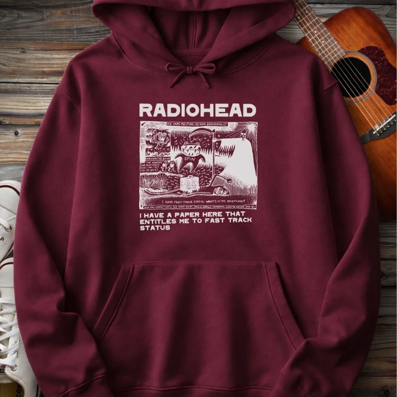 Radiohead Comic Art (I) Hoodie - Maroon / S - Hoodie