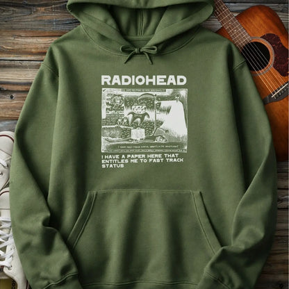 Radiohead Comic Art (I) Hoodie - Military Green / S - Hoodie