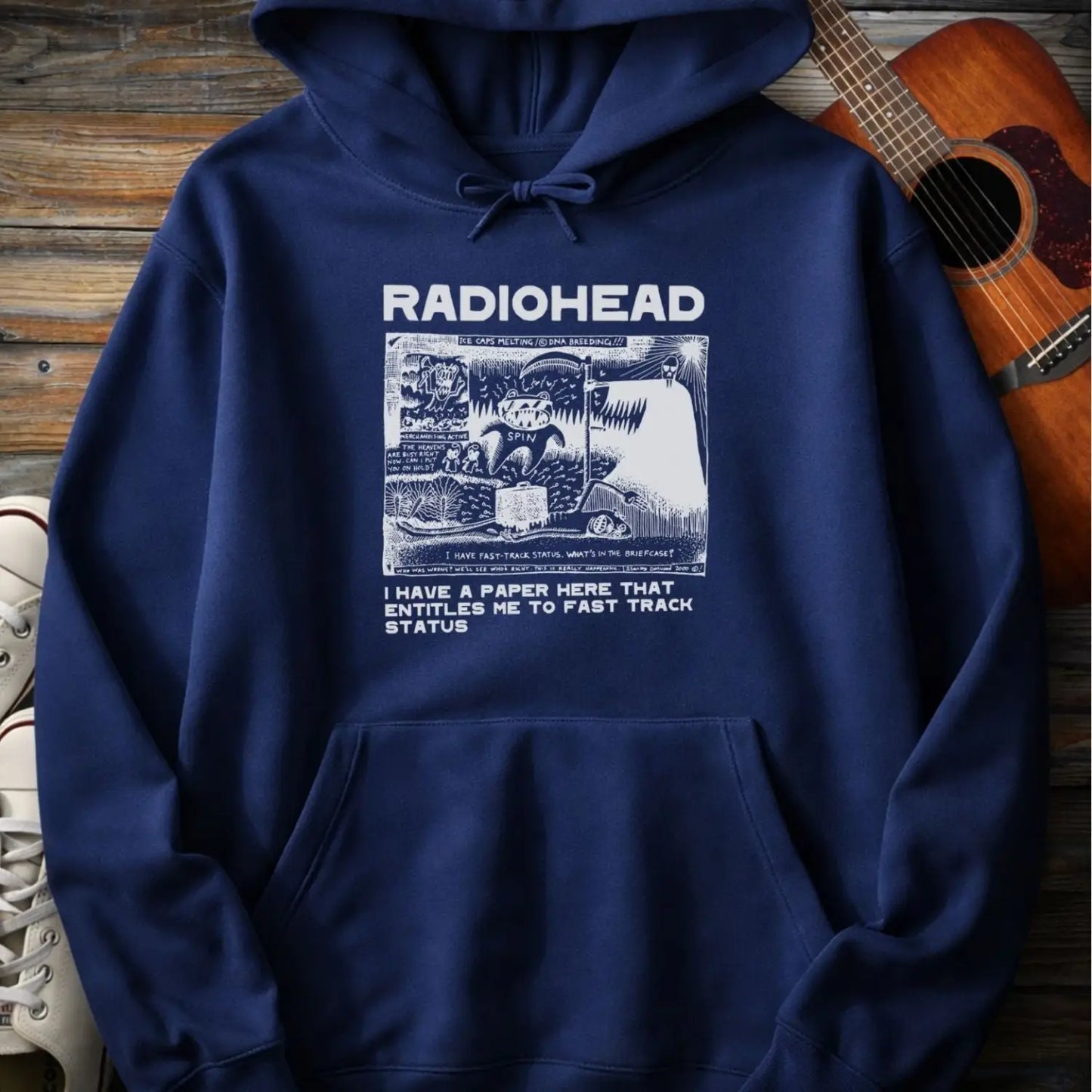 Radiohead Comic Art (I) Hoodie - Navy / S - Hoodie