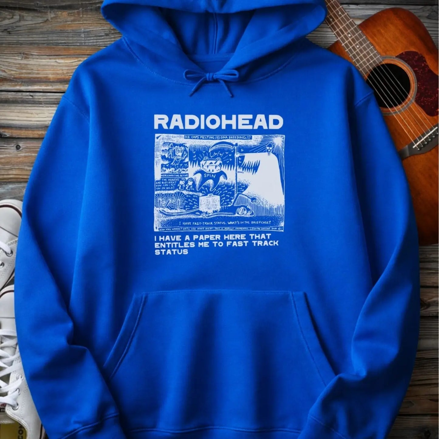 Radiohead Comic Art (I) Hoodie - Royal / S - Hoodie