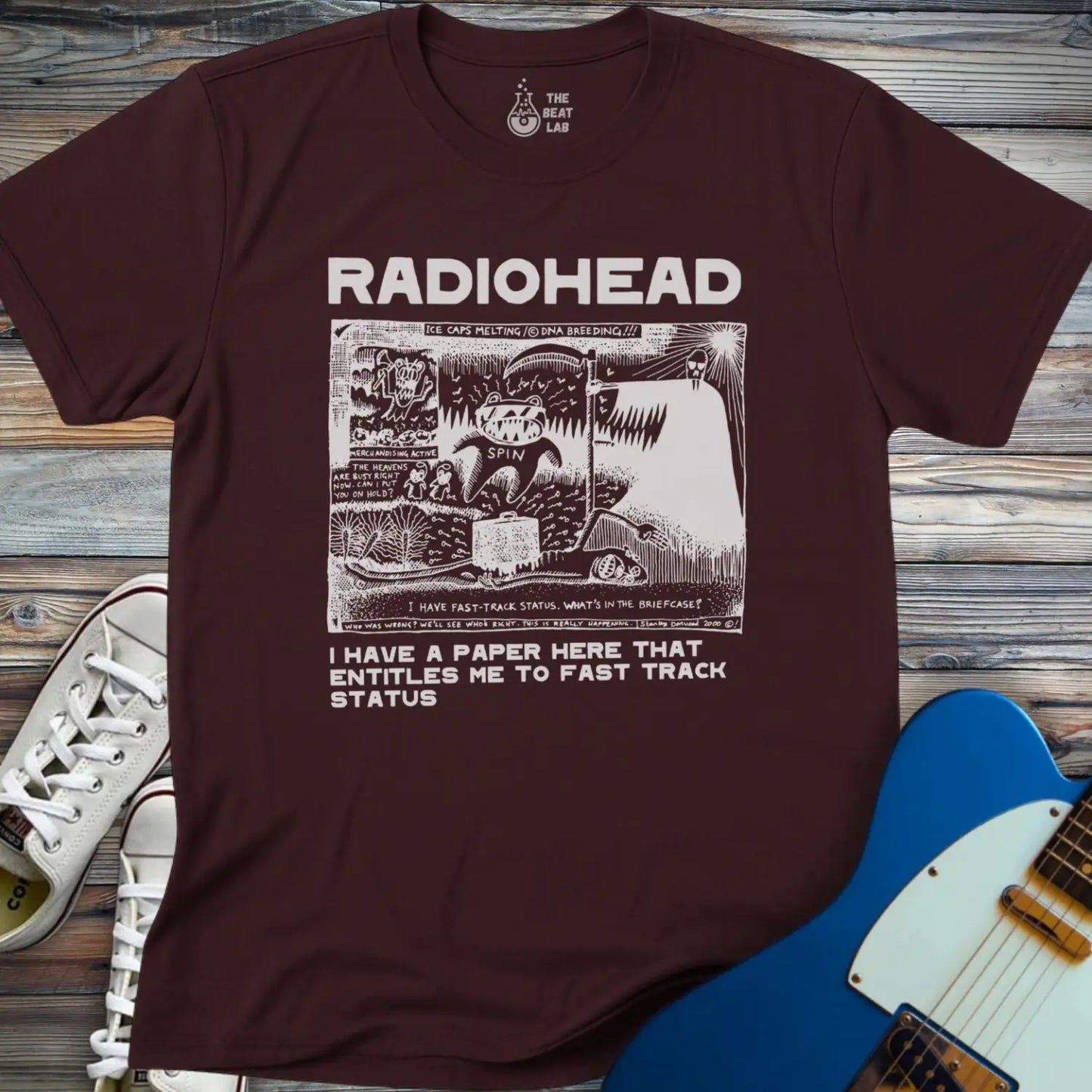 Radiohead Comic Art (I) T-shirt - Dark Chocolate / S - T-Shirt