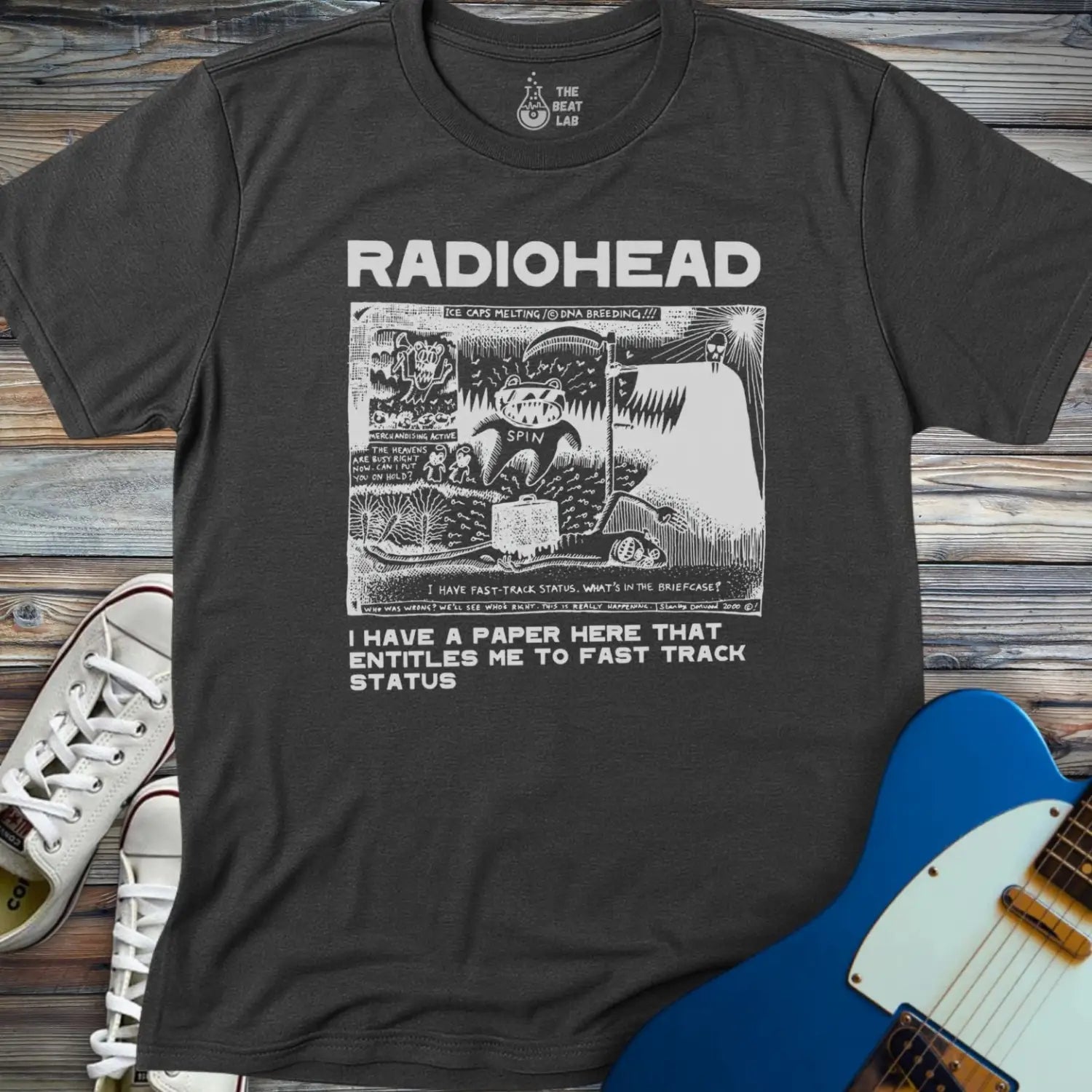Radiohead Comic Art (I) T-shirt - Dark Heather Grey / S - T-Shirt