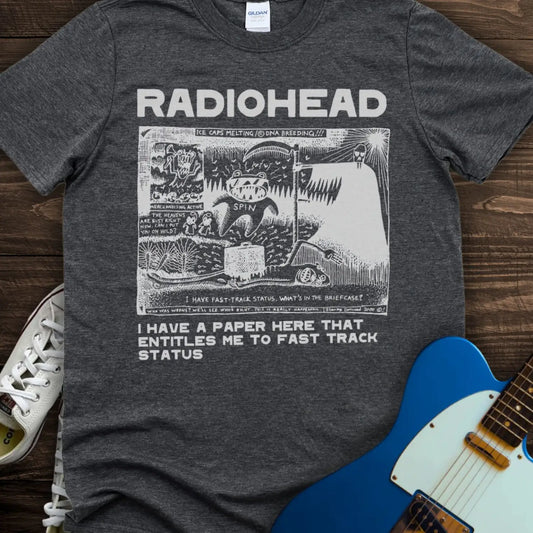 Radiohead Comic Art (I) T-shirt Dark Heather Grey