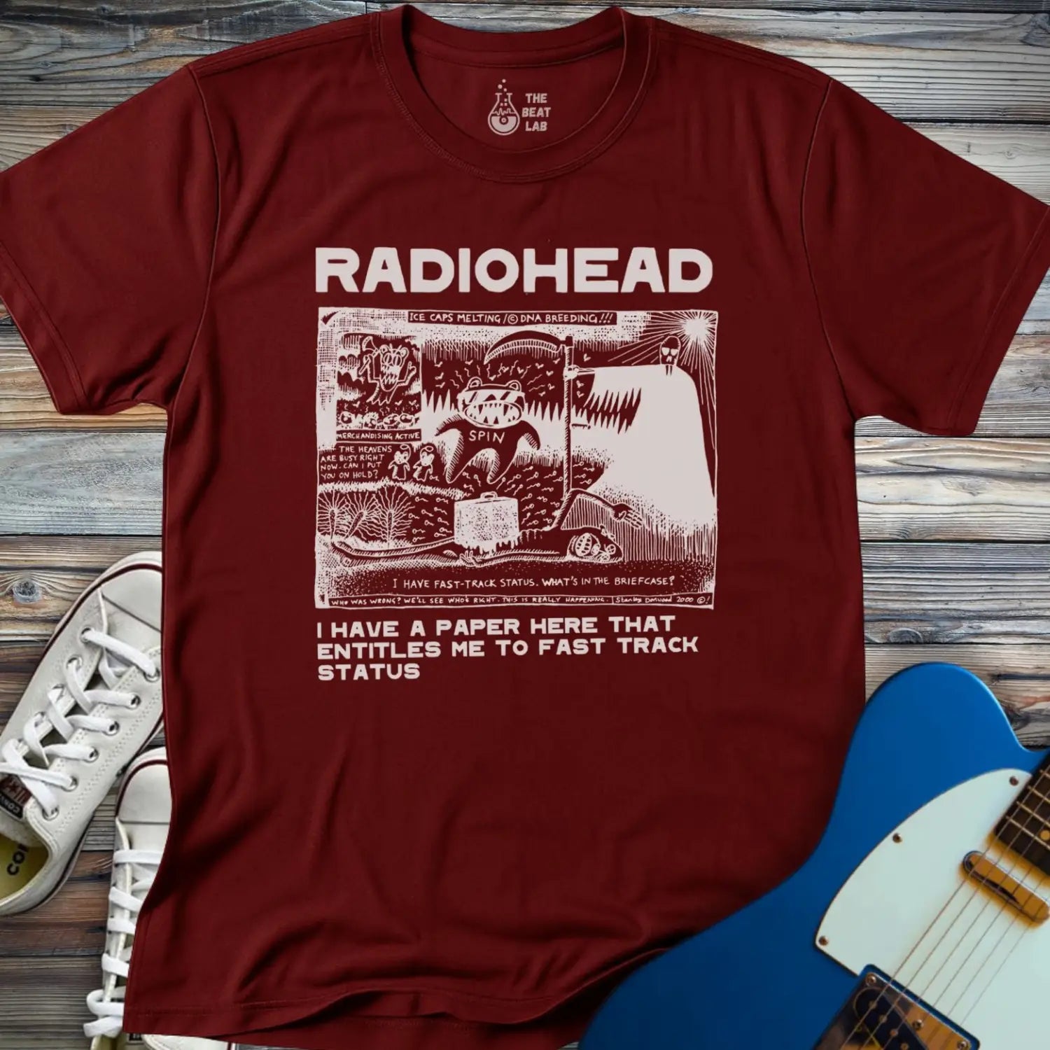 Radiohead Comic Art (I) T-shirt - Maroon / S - T-Shirt