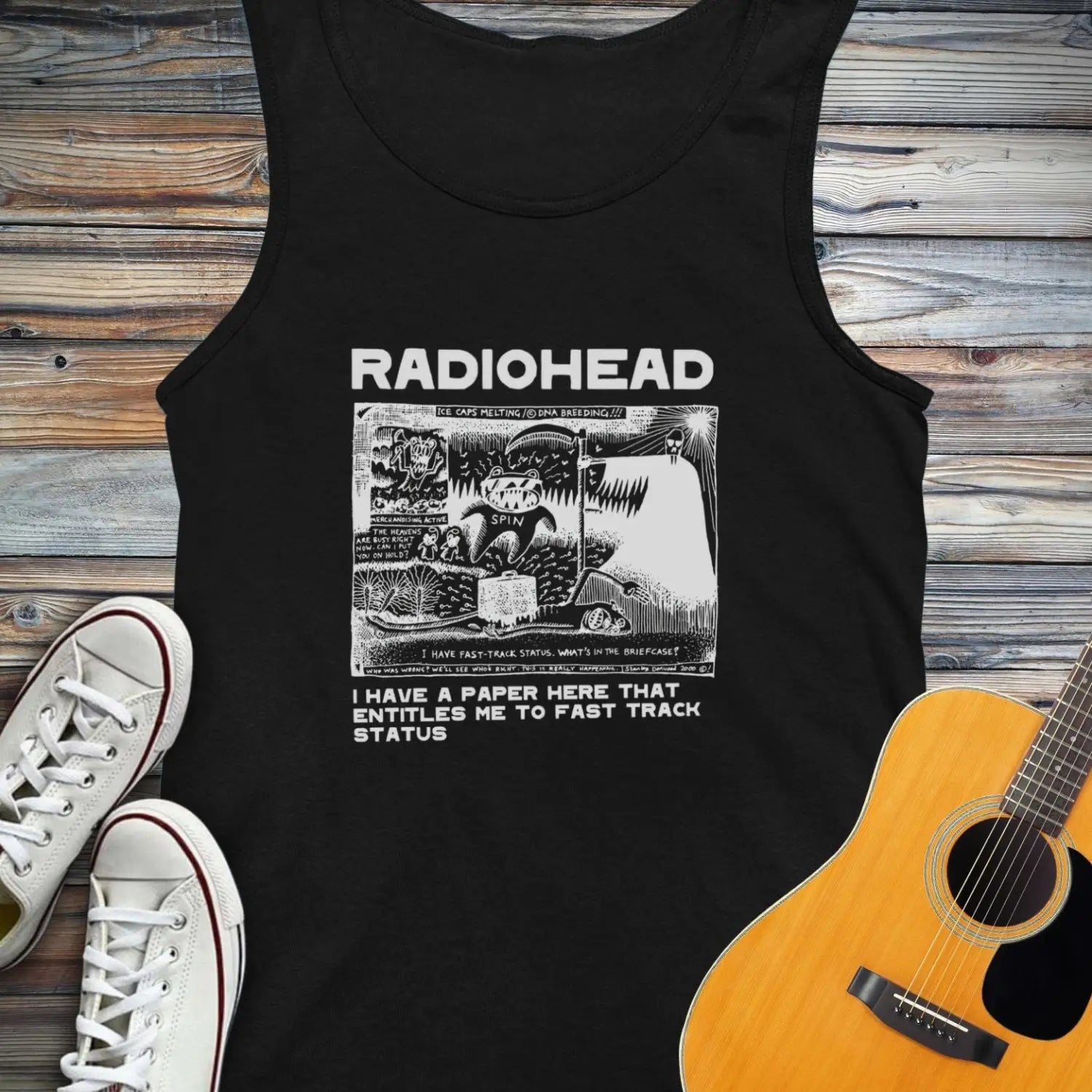 Radiohead Comic Art (I) Tank Top - Black / XS - Tank Top