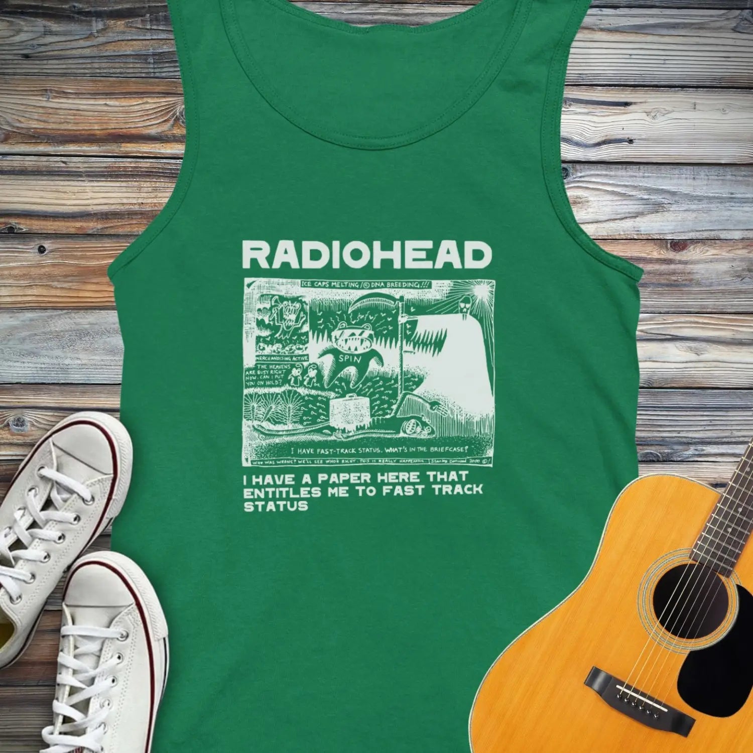 Radiohead Comic Art (I) Tank Top - Kelly / XS - Tank Top