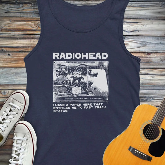 Radiohead Comic Art (I) Tank Top - Navy / XS - Tank Top