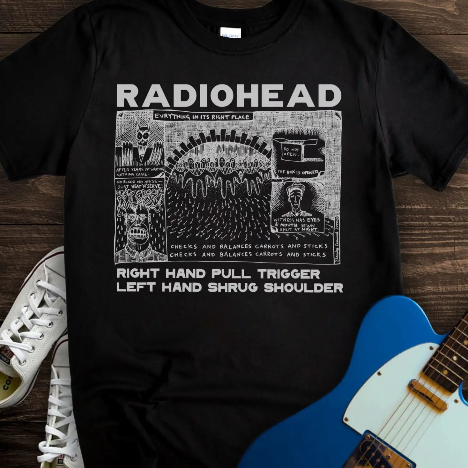 Radiohead Comic Art (II) T-shirt - Black / S - T-Shirt