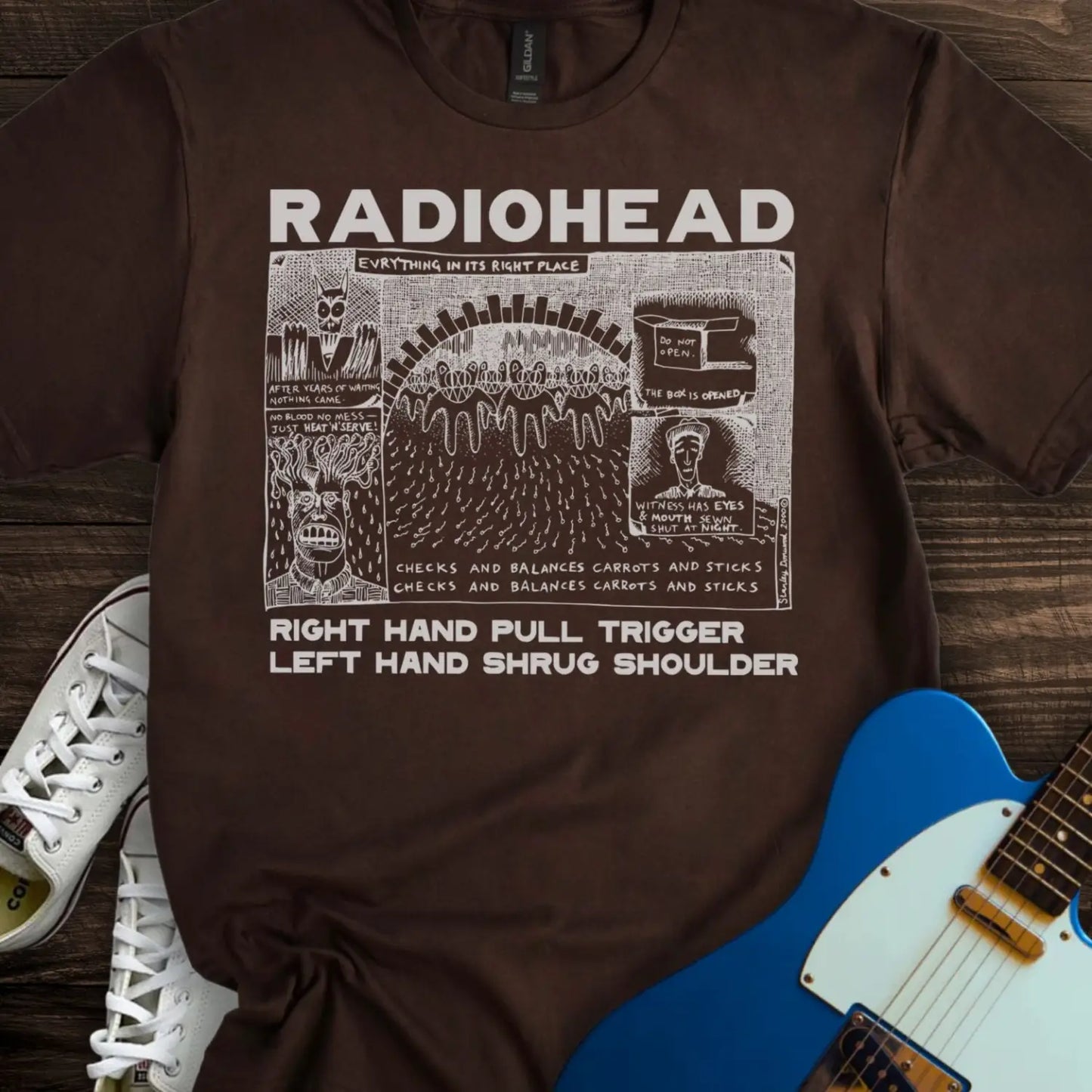 Radiohead Comic Art (II) T-shirt - Dark Chocolate / S - T-Shirt